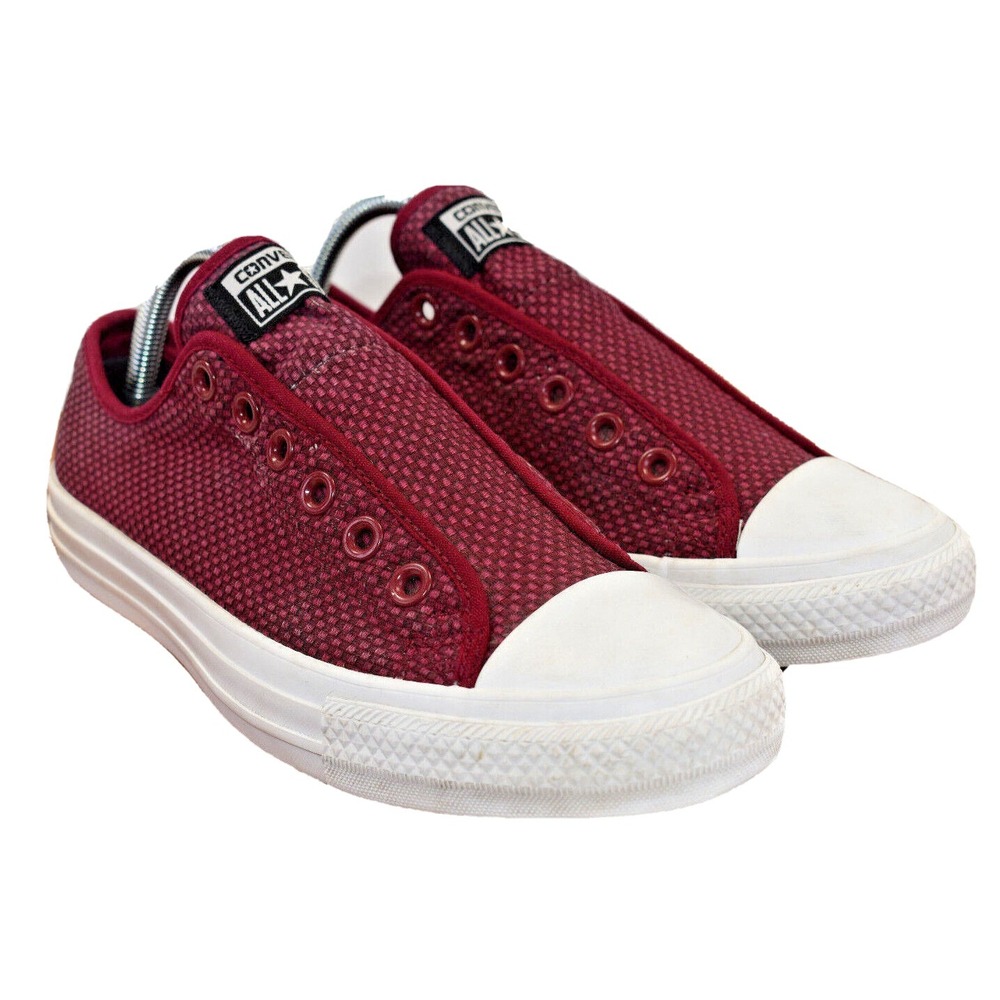 Converse All Star Women's Burgundy Laceless Sneaker Shoes Size 9 M 146444F